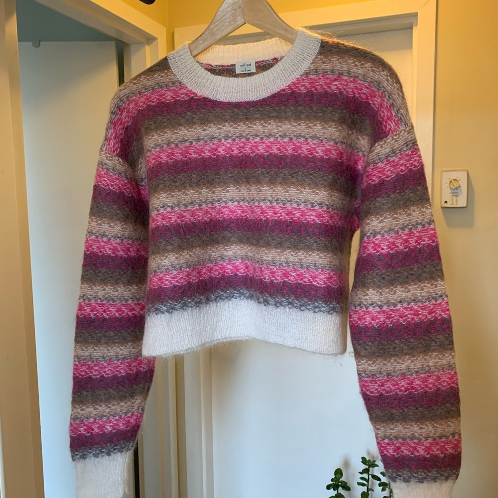 Wilfred Striped Mohair Cropped Sweater